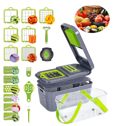 22-in-1 Multifunctional Vegetable Chopper - Mandoline Slicer with Container