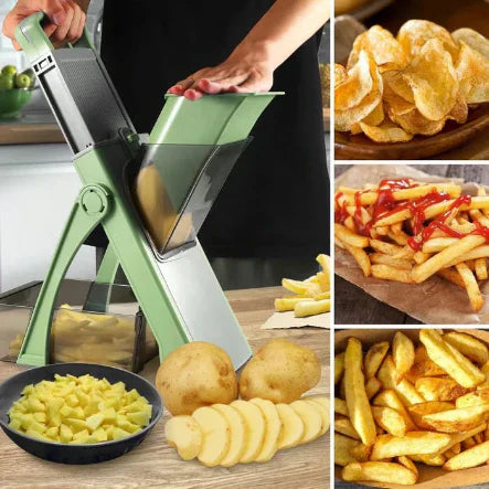 🔥Safe Adjustable Mandoline Slicer – Potato & Vegetable Cutter with Guard
